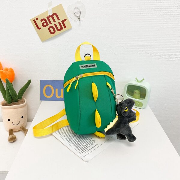 

Boys Cartoon Dinosaur Design Anti-lost Backpack, Green