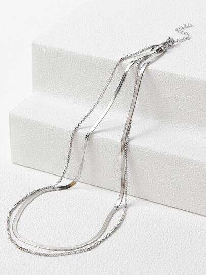 MOTF SILVER STAINLESS STEEL DOUBLE NECKLACE