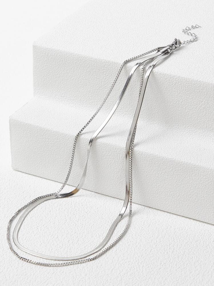 MOTF SILVER STAINLESS STEEL DOUBLE NECKLACE - Silver - View 1