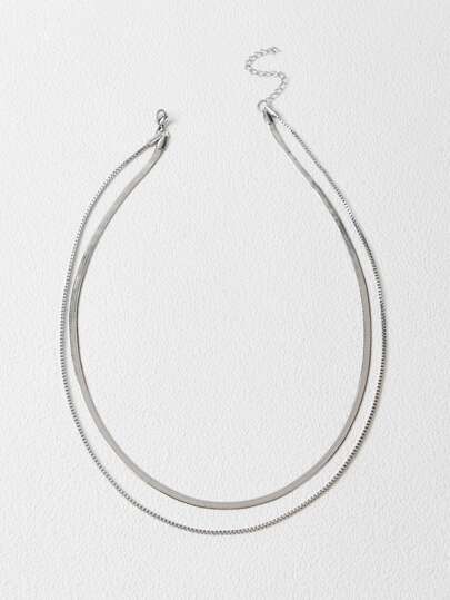 MOTF SILVER STAINLESS STEEL DOUBLE NECKLACE
