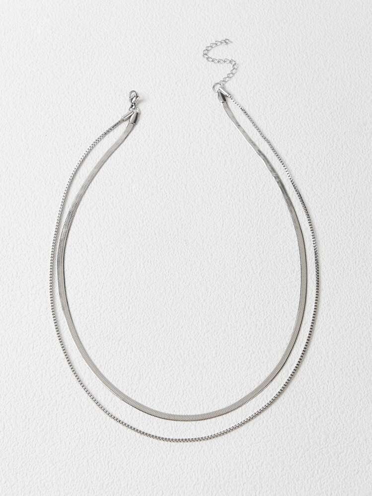 MOTF SILVER STAINLESS STEEL DOUBLE NECKLACE - Silver - View 2