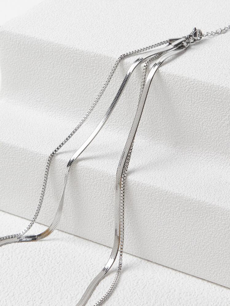 MOTF SILVER STAINLESS STEEL DOUBLE NECKLACE - Silver - View 3