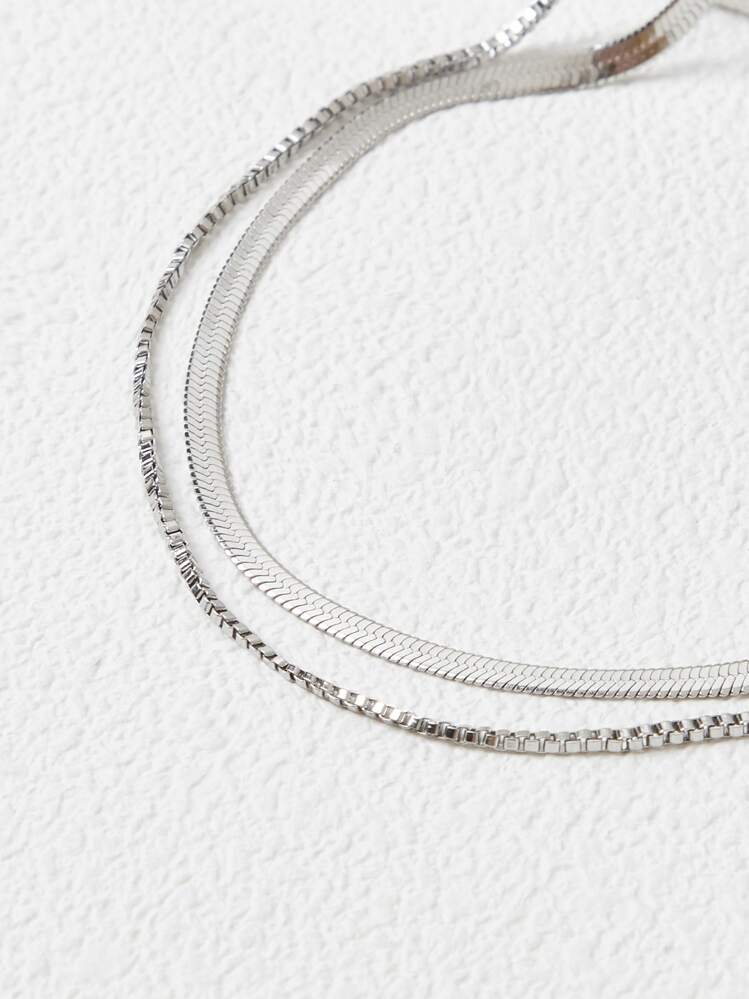 MOTF SILVER STAINLESS STEEL DOUBLE NECKLACE - Silver - View 4