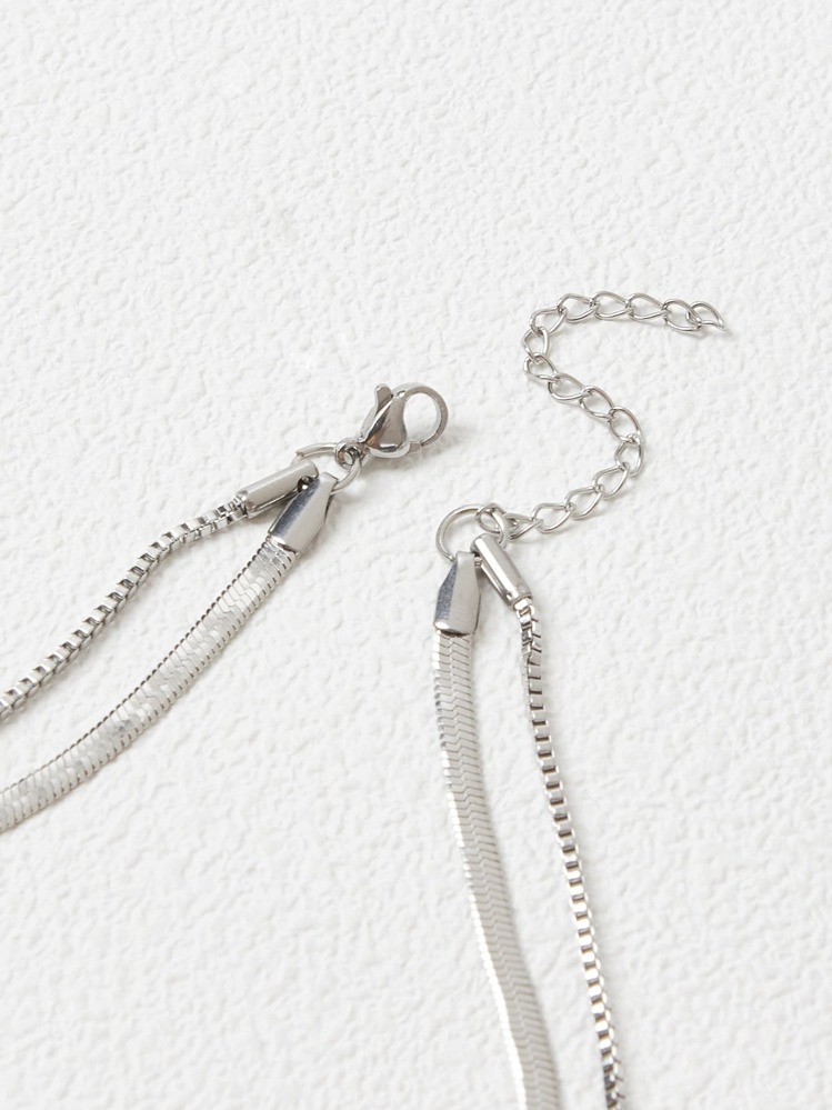 MOTF SILVER STAINLESS STEEL DOUBLE NECKLACE - Silver - View 6