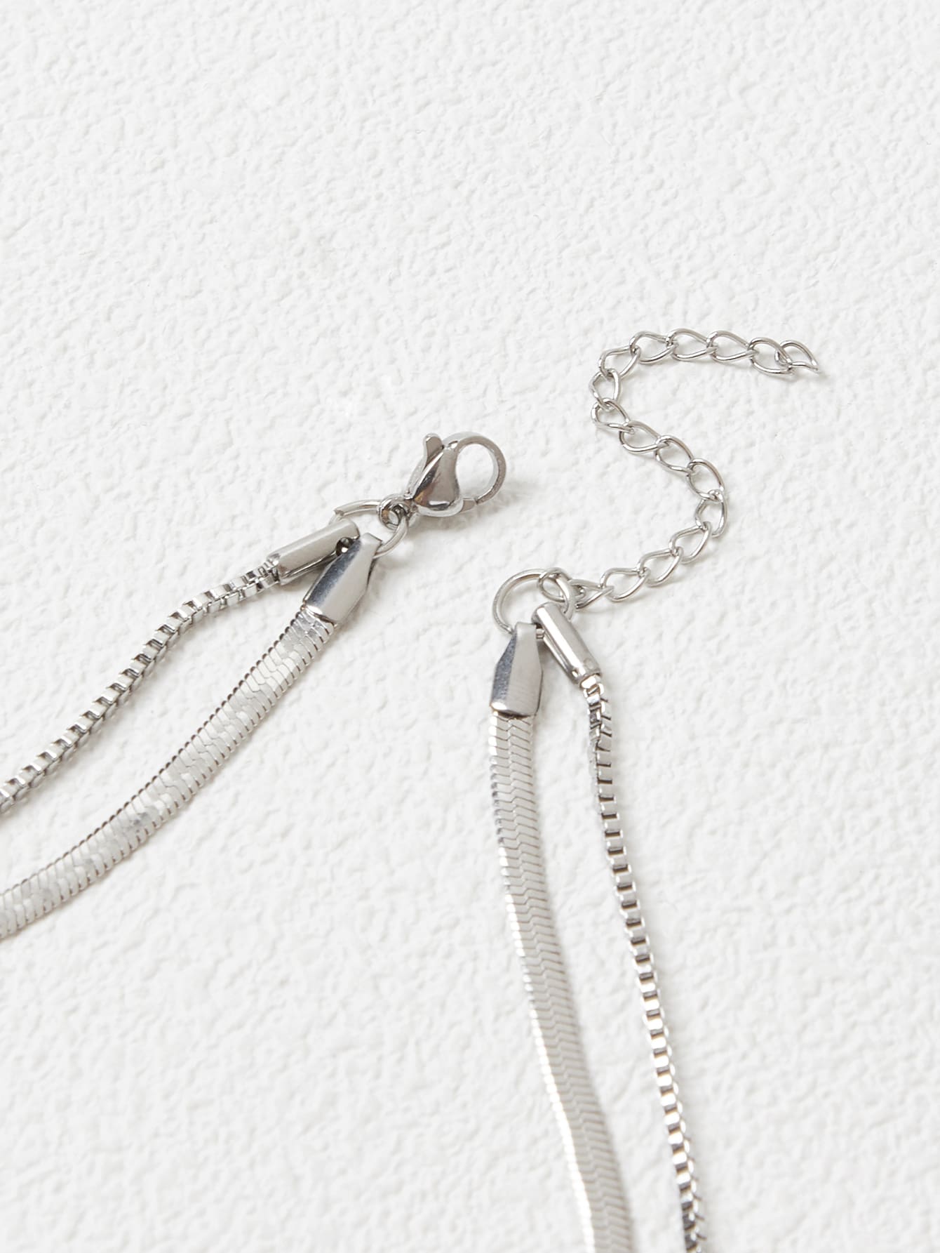 SILVER STAINLESS STEEL DOUBLE NECKLACE