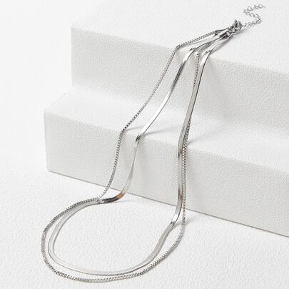 MOTF 银色不锈钢双项链