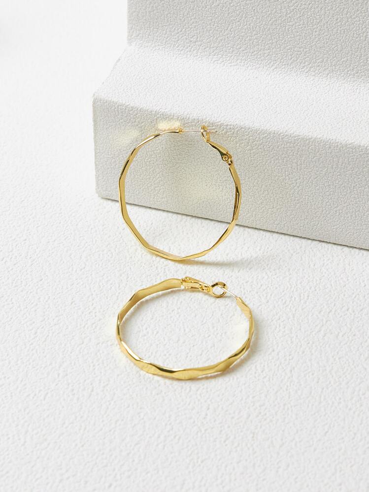 MOTF PREMIUM 極簡風格素色圓耳環 - 金黃色 - 查看 2