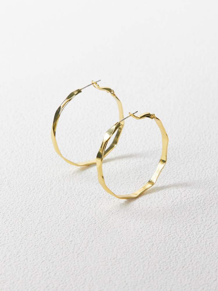 MOTF PREMIUM 極簡風格素色圓耳環 - 金黃色 - 查看 3