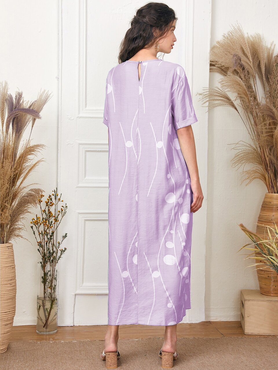 Polka Dot Dual Pockets Tunic Dress