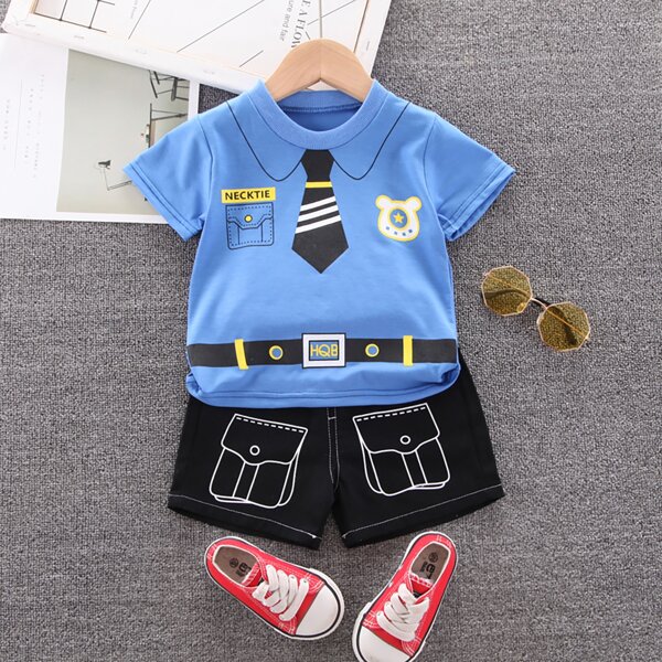 

Toddler Boys Cartoon Graphic Tee With Shorts, Multicolor