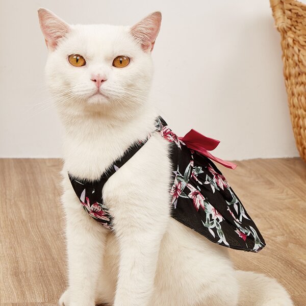 

Flower Print Pet Dress, Black