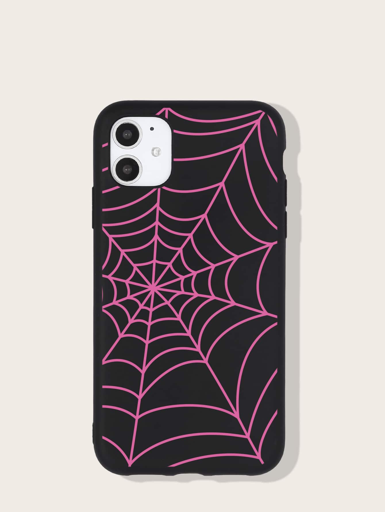 Spider Web Print Phone Case - Hot Pink - View 1