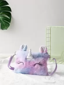 女孩獨角獸設計蓬鬆斜挎包 - 彩色 - 查看 1