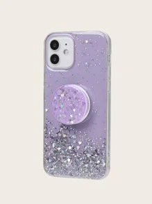 Glitter Phone Case With Stand-out Phone Grip - Purple - View 1