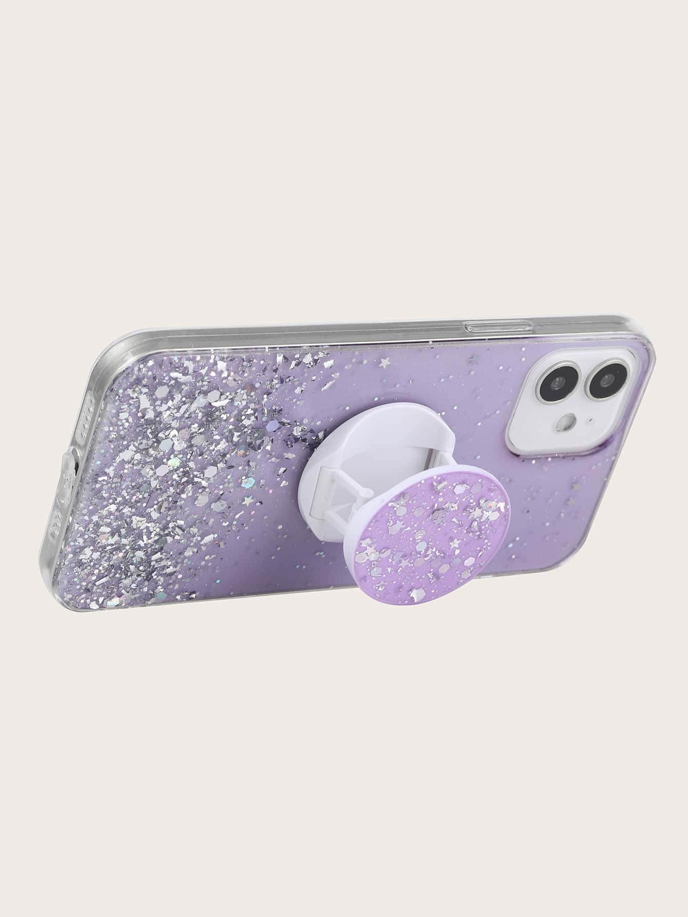 Glitter Phone Case With Stand-out Phone Grip - Purple - View 2