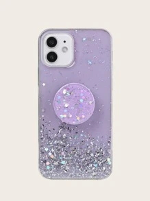 Glitter Phone Case With Stand-out Phone Grip - Purple - View 5