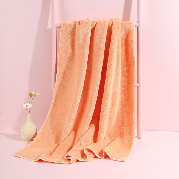 

1pc Solid Color Bath Towel, Orange