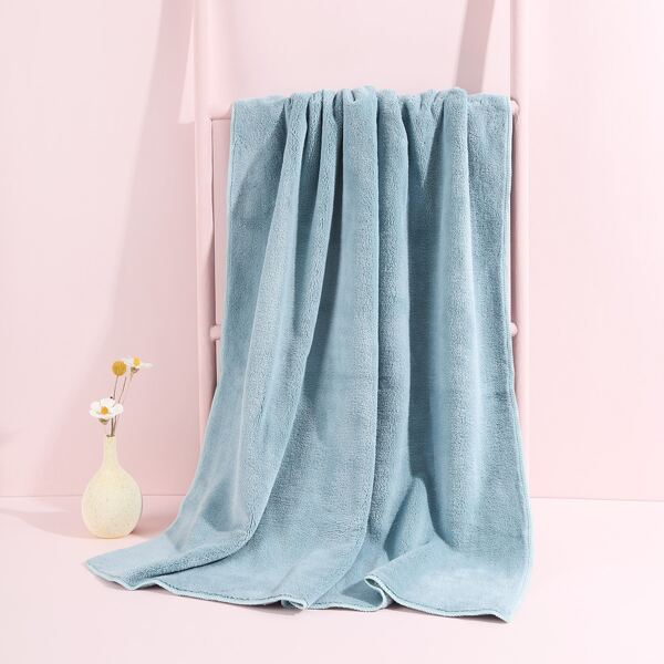 

1pc Solid Color Bath Towel, Blue