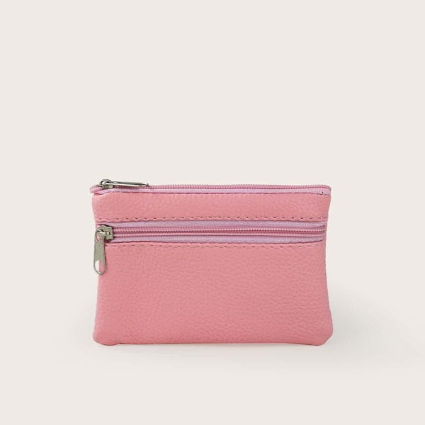 

Minimalist Double Coin Purse, Pink