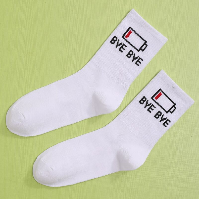 

Letter Graphic Crew Socks, White