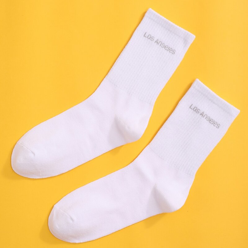 

Letter Graphic Crew Socks, White