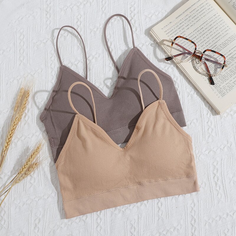 

2pack Solid Rib Bra Set, Multicolor
