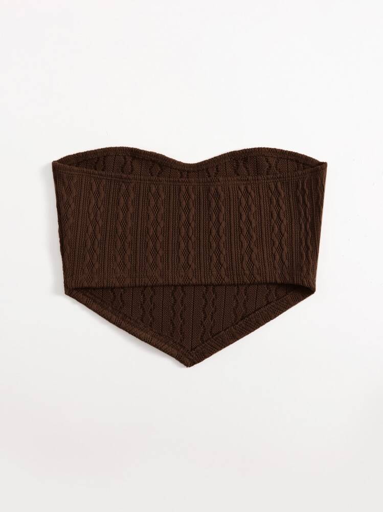 SHEIN EZwear Textured Bandana Tube Top - Chocolate Brown - View 2