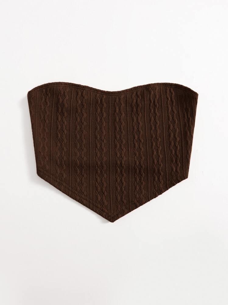 SHEIN EZwear Textured Bandana Tube Top - Chocolate Brown - View 3