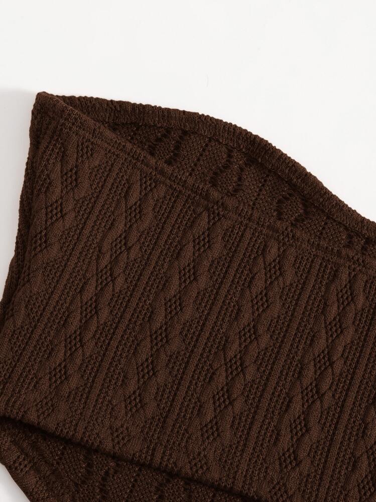 SHEIN EZwear Textured Bandana Tube Top - Chocolate Brown - View 4