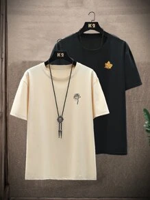 Manfinity Men 2pcs Rose & Leaf Print Tee - Multicolor - View 1