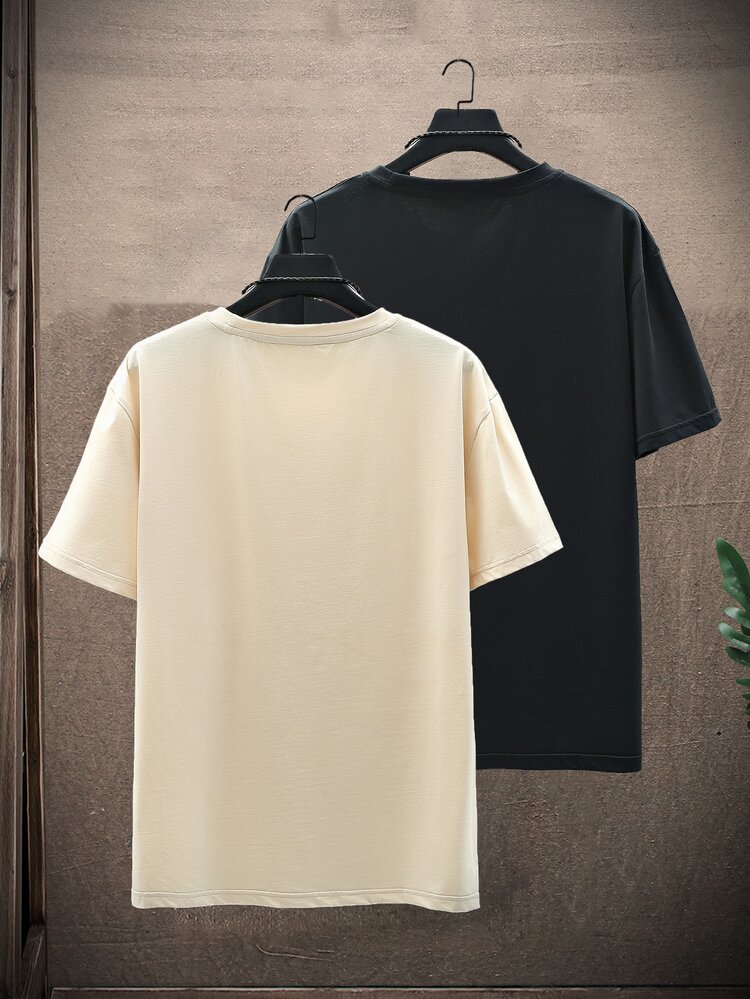 Manfinity 2 piezas camiseta con estampado de rosa y hoja - Multicolor - Añade 2