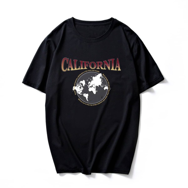 

Men Map And Slogan Graphic Tee, Black