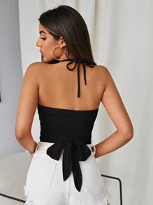 SHEIN Unity Tie Back Cut Out Halter Top