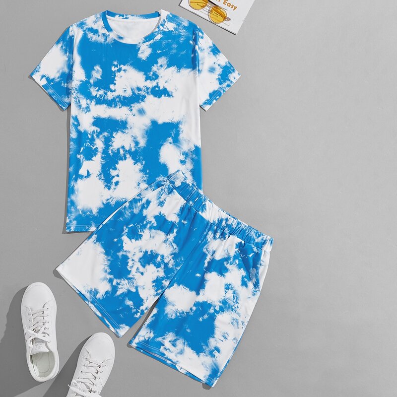 

Guys Tie Dye Tee & Track Shorts, Blue