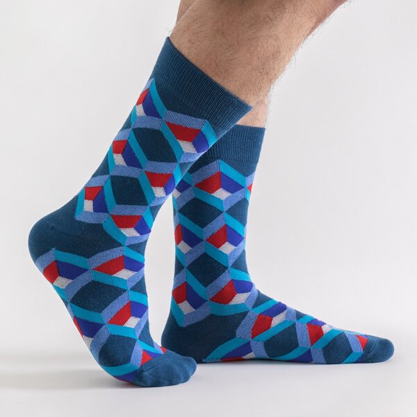 

Men Geometric Print Crew Socks, Multicolor