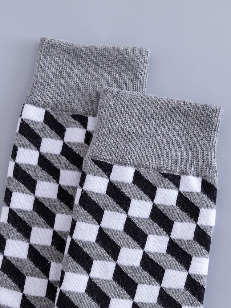 Hombres Calcetines de tripulación estampado geométrico - Multicolor - Añade 4