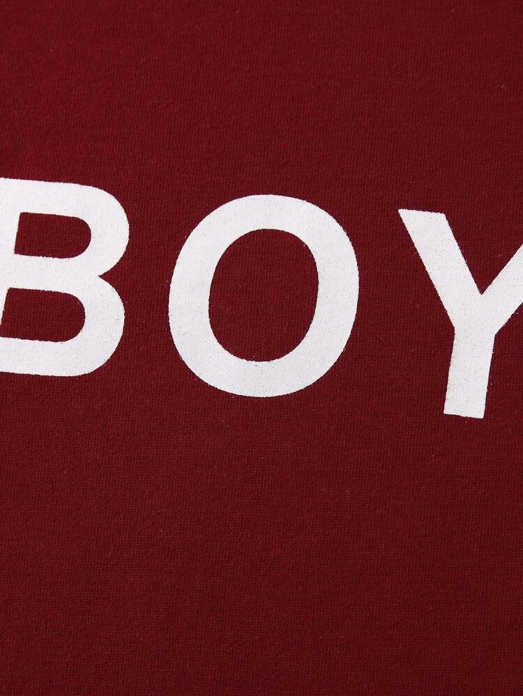 Toddler Boys Letter Graphic Sweatshirt & Sweatpants - Burgundy - View 5