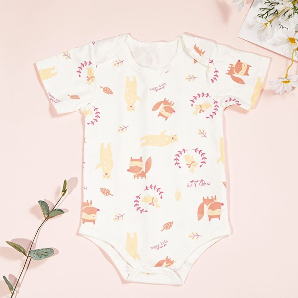 

Baby Unisex Cartoon Graphic Bodysuit, White