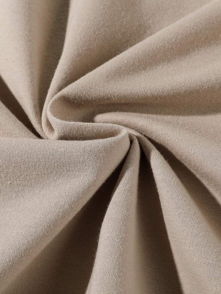 Manfinity EMRG Hombres Sudadera con estampado de oso de hombros caídos - Caqui - Añade 3