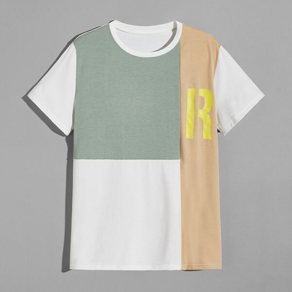

Men Colorblock Letter Graphic Tee, Multicolor