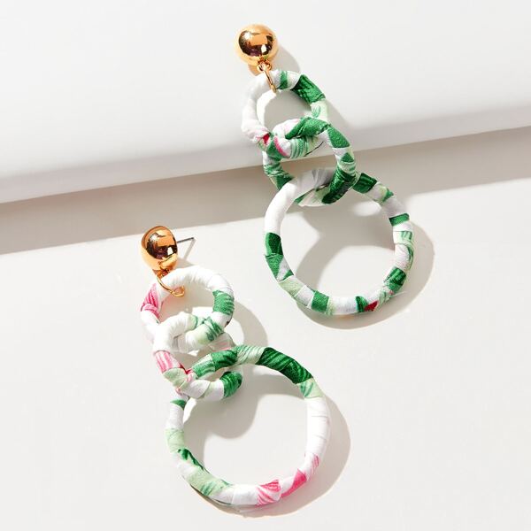 

Link Round Drop Earrings, Multicolor