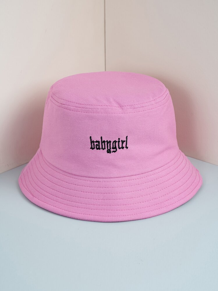 Y2k Unisex thêu chữ Babygirl Mũ chống nắng thời trang, trang phục thường ngày ngoài trời - Hồng - Xem 2