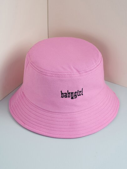 Y2k Unisex Embroidered Babygirl Letter Sunscreen Fashionable Bucket Hat, Casual Outdoor Wear