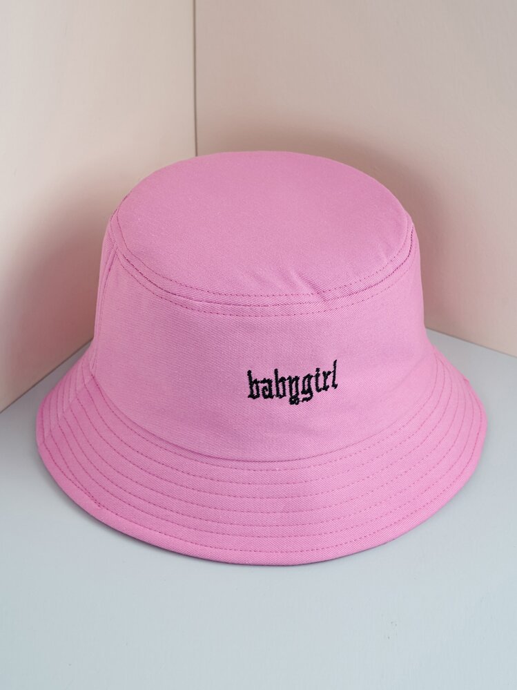 Y2k Unisex thêu chữ Babygirl Mũ chống nắng thời trang, trang phục thường ngày ngoài trời - Hồng - Xem 1