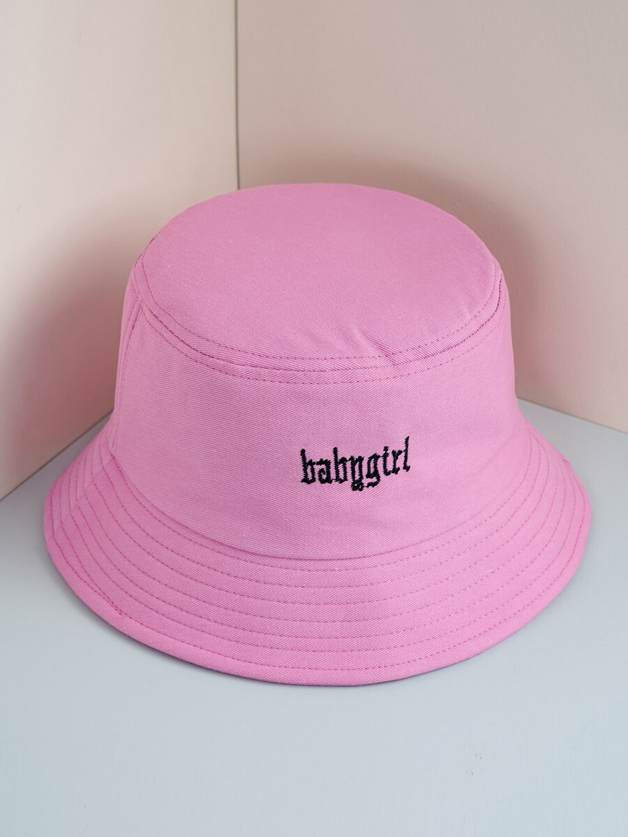 Y2k Unisex thêu chữ Babygirl Mũ chống nắng thời trang, trang phục thường ngày ngoài trời - Hồng - Xem 1