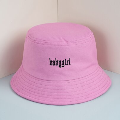 Letter Embroidery Bucket Hat