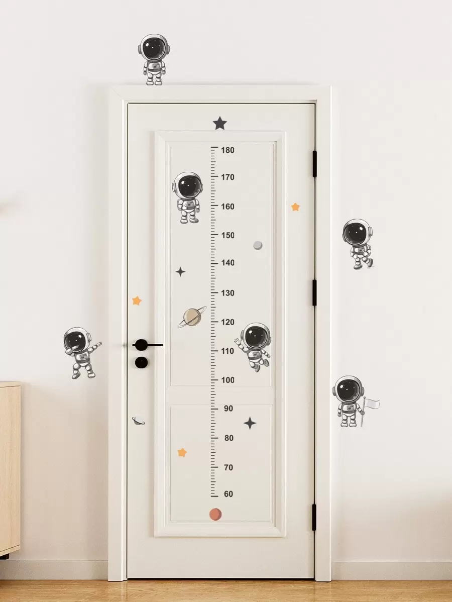 卡通宇航員兒童身高測量貼紙 - 黑色 - 查看 1