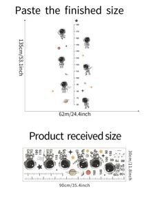 卡通宇航員兒童身高測量貼紙 - 黑色 - 查看 2