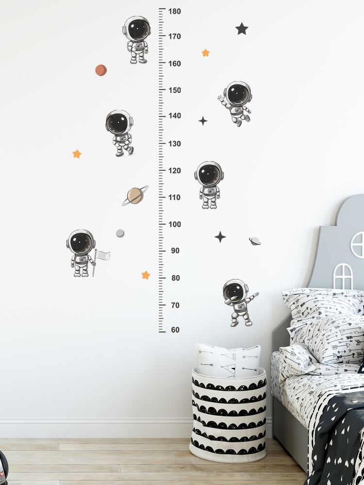卡通宇航員兒童身高測量貼紙 - 黑色 - 查看 4