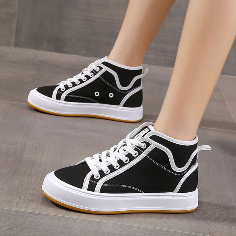 

High Top Canvas Shoes, Black